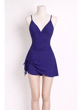 Singnier Womens Swim Dress Adjustable Straps One-Piece Medium Blue